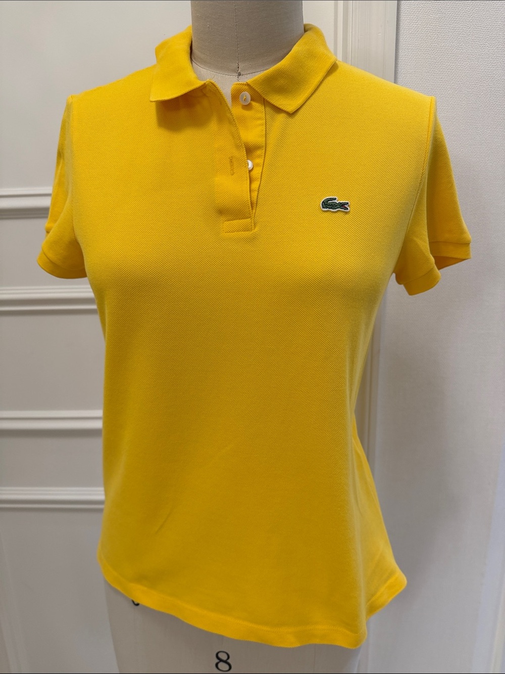 Lacoste Women's Button Down yellow Polo Shirt short sleeve Size 36 ( S)